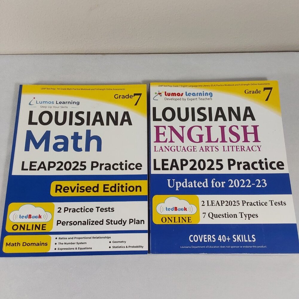NEW Lumos Learning 2025 Louisiana LEAP Test 7th Grade Practice Books